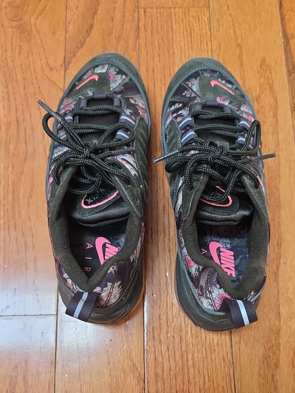 Nike Women's Black Sneakers with Pink Floral Accents